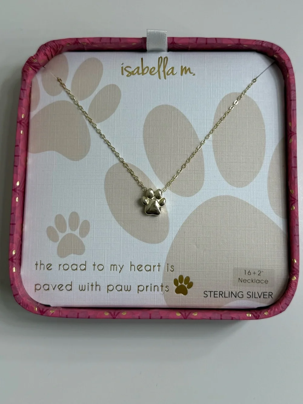 STERLING SILVER | ISABELLA M. - Paw Print Necklace - Gold Tone - Picture 1 of 2